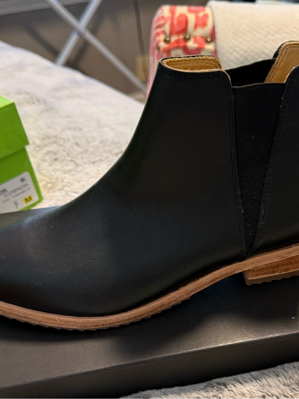 Nisolo Black Leather Chelsea Ankle Boots with Natural Brown Sole